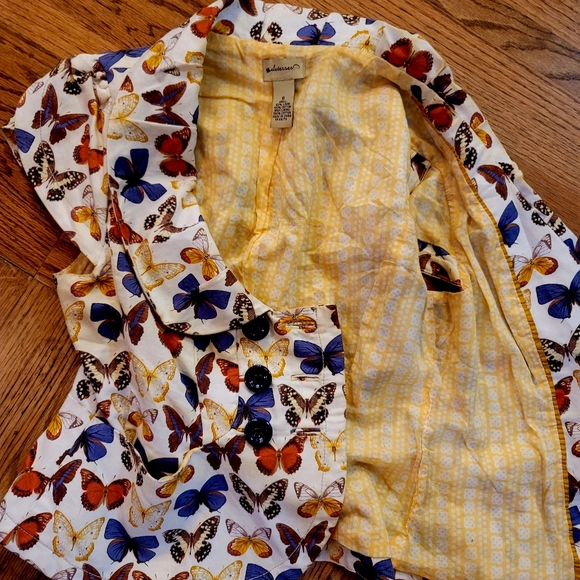 Anthropologie Elevenses Butterfly cap sleeve blazer jacket buttonup cardigan top - Picture 9 of 11